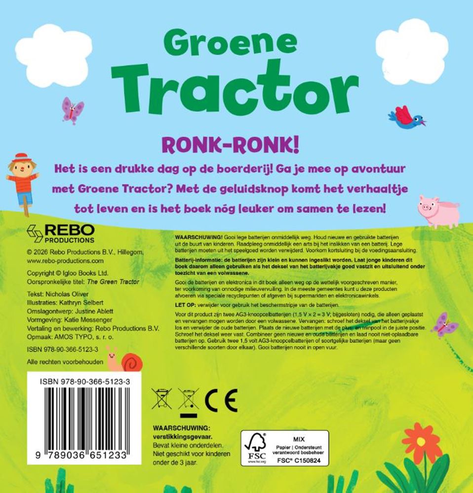 Geluidenboek: groene tractor. 1+