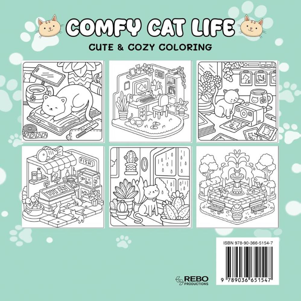 Rebo comfy cat life - cute cozy coloring 6+