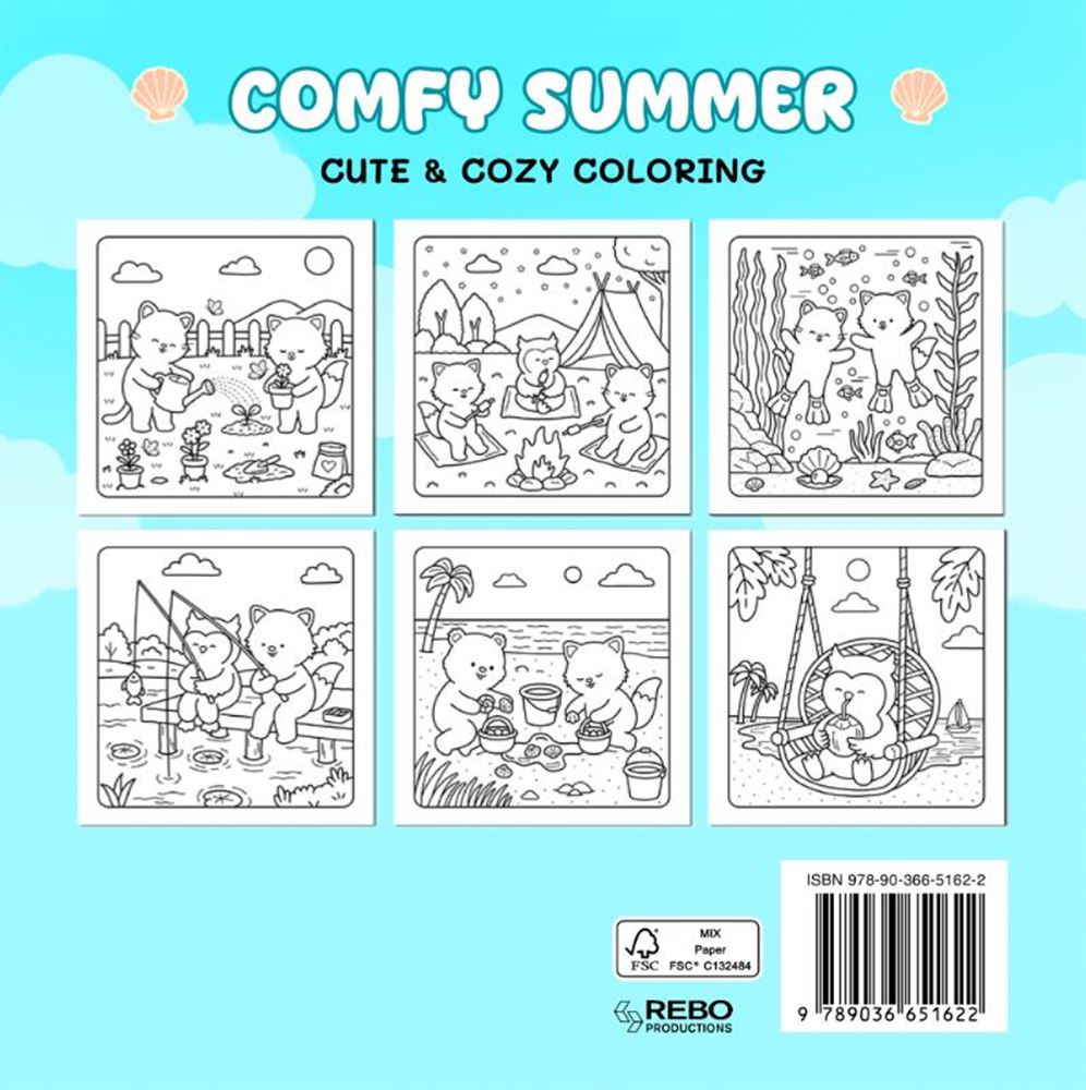 Comfy summer - cute cozy coloring. 6+