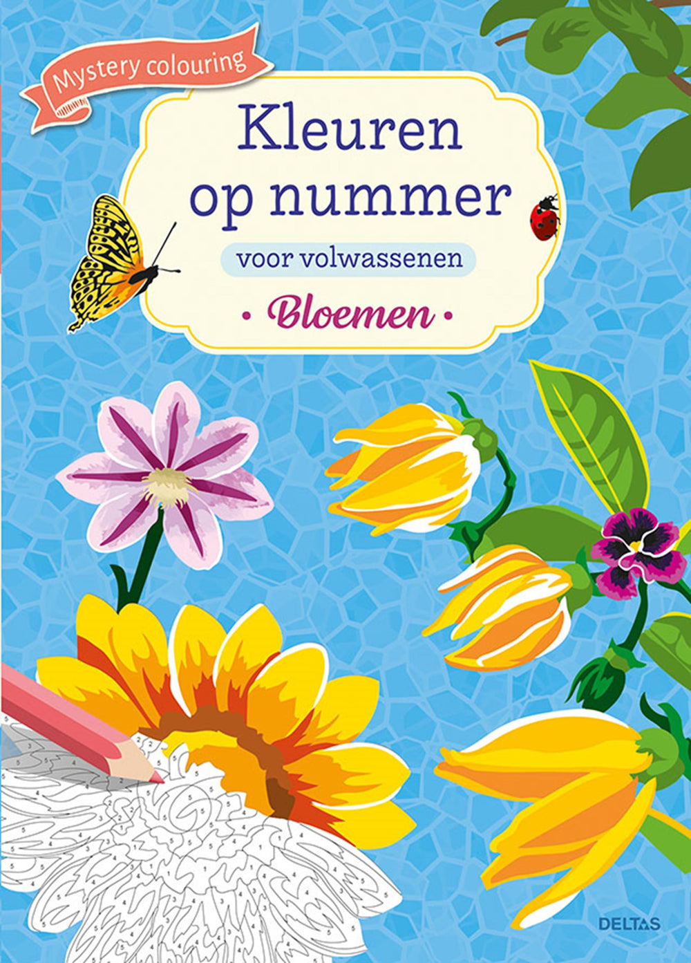 Deltas kleuren op nummer voor volwassenen bloemen