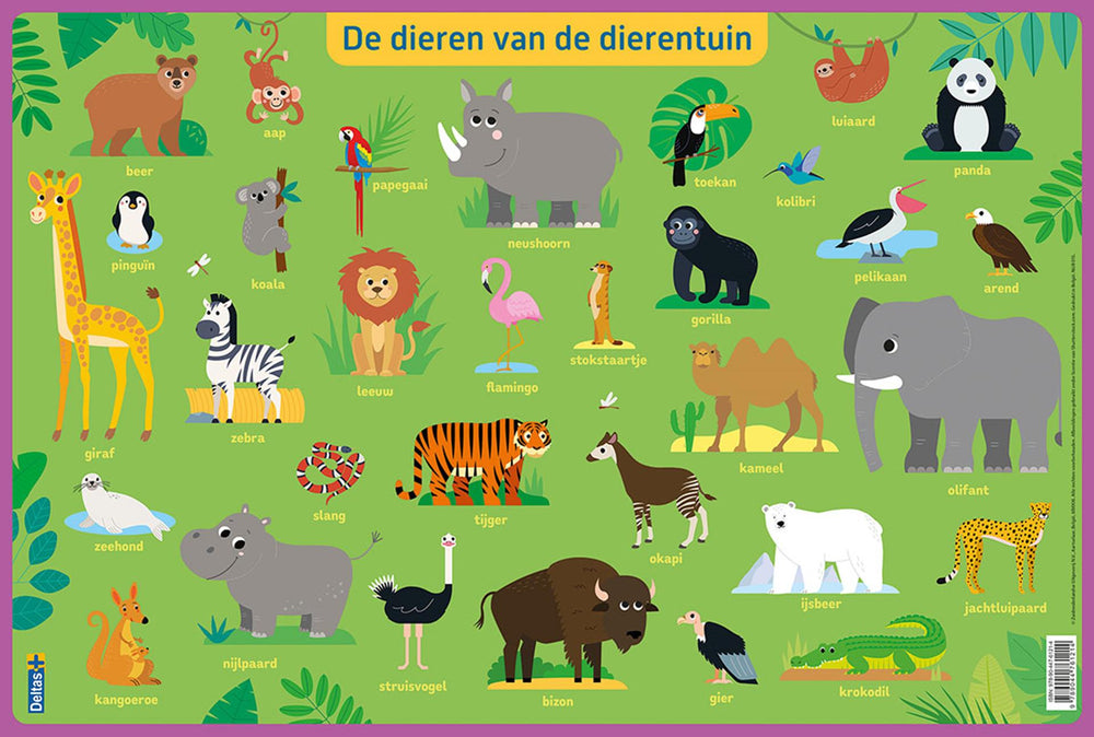 Deltas educatieve onderlegger preschool - dieren van de dierentuin
