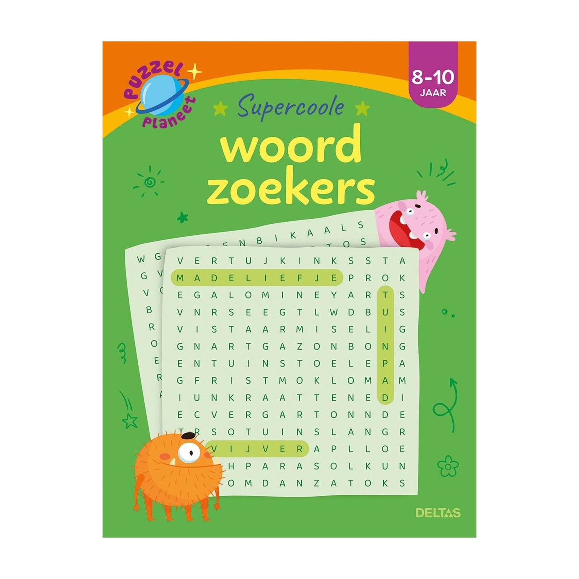 Deltas puzzelplaneet - supercoole woordzoekers 8-10 jaar