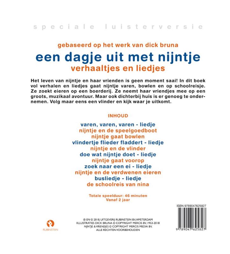 Een dagje uit met nijntje (boek=cd). 3+