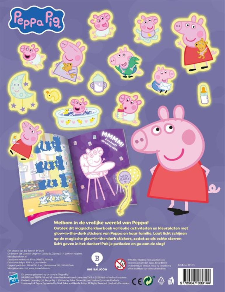 Kleuren met peppa pig glow in the dark