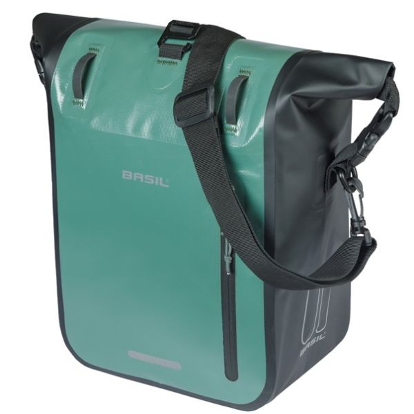Basil enkele fietstas rivo m tarpaulin mik 12-15l 14 x 25 x 38 cm - groen zwart