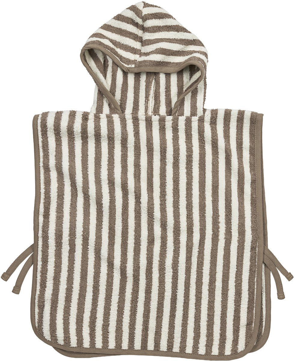 Meyco baby fat stripe badponcho - jacquard badstof - taupe - 1-3 jaar
