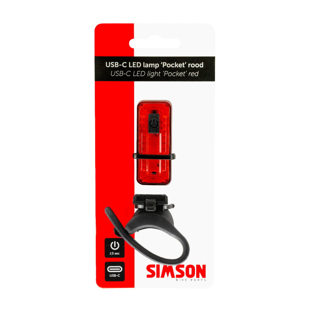 Simson achterlicht pocket usb-c rood