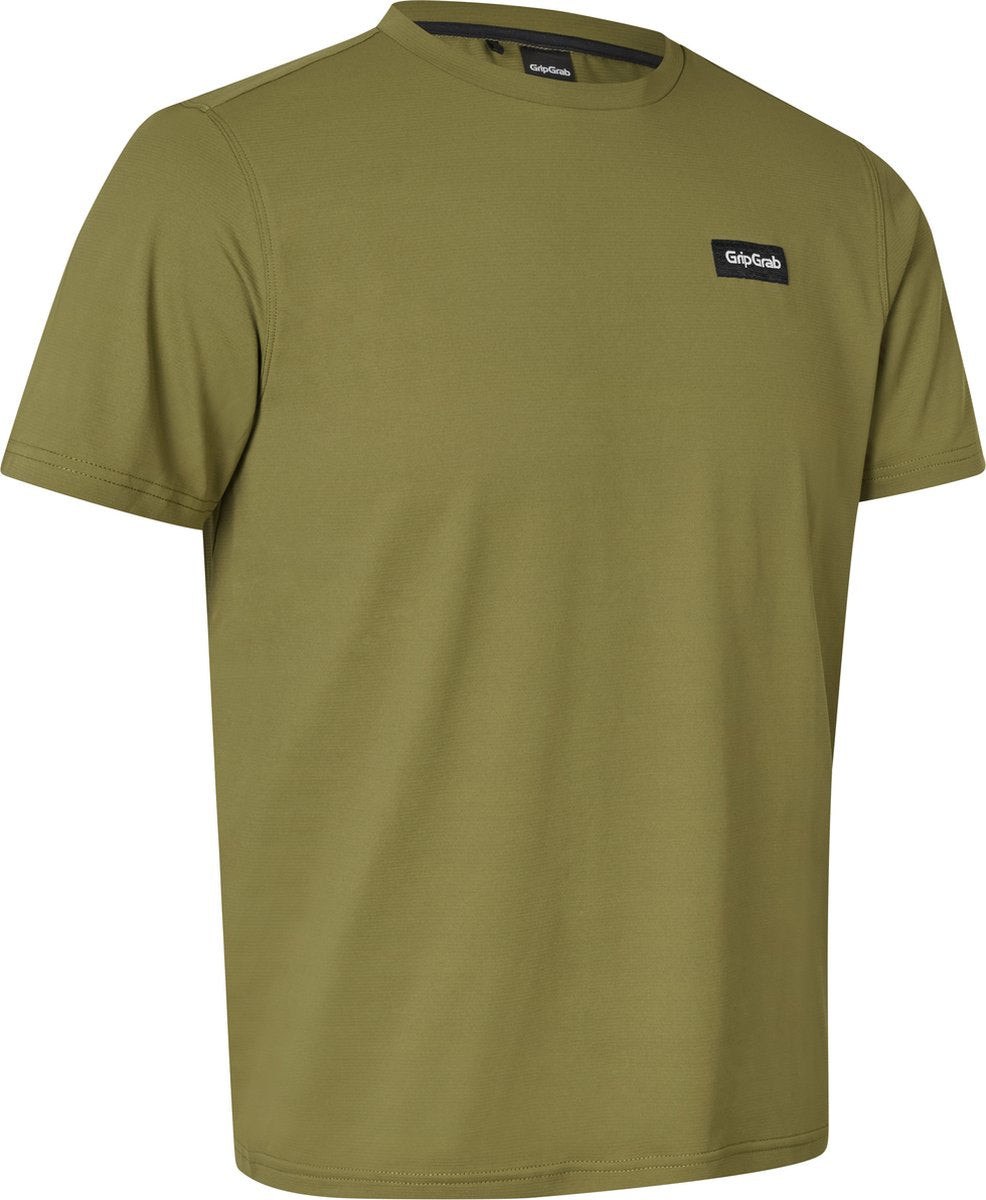 Gripgrab - explr technical t-shirt korte mouwen zomer sportshirt met polygiene anti-geur behandeling - olijf groen - heren - maat xxl