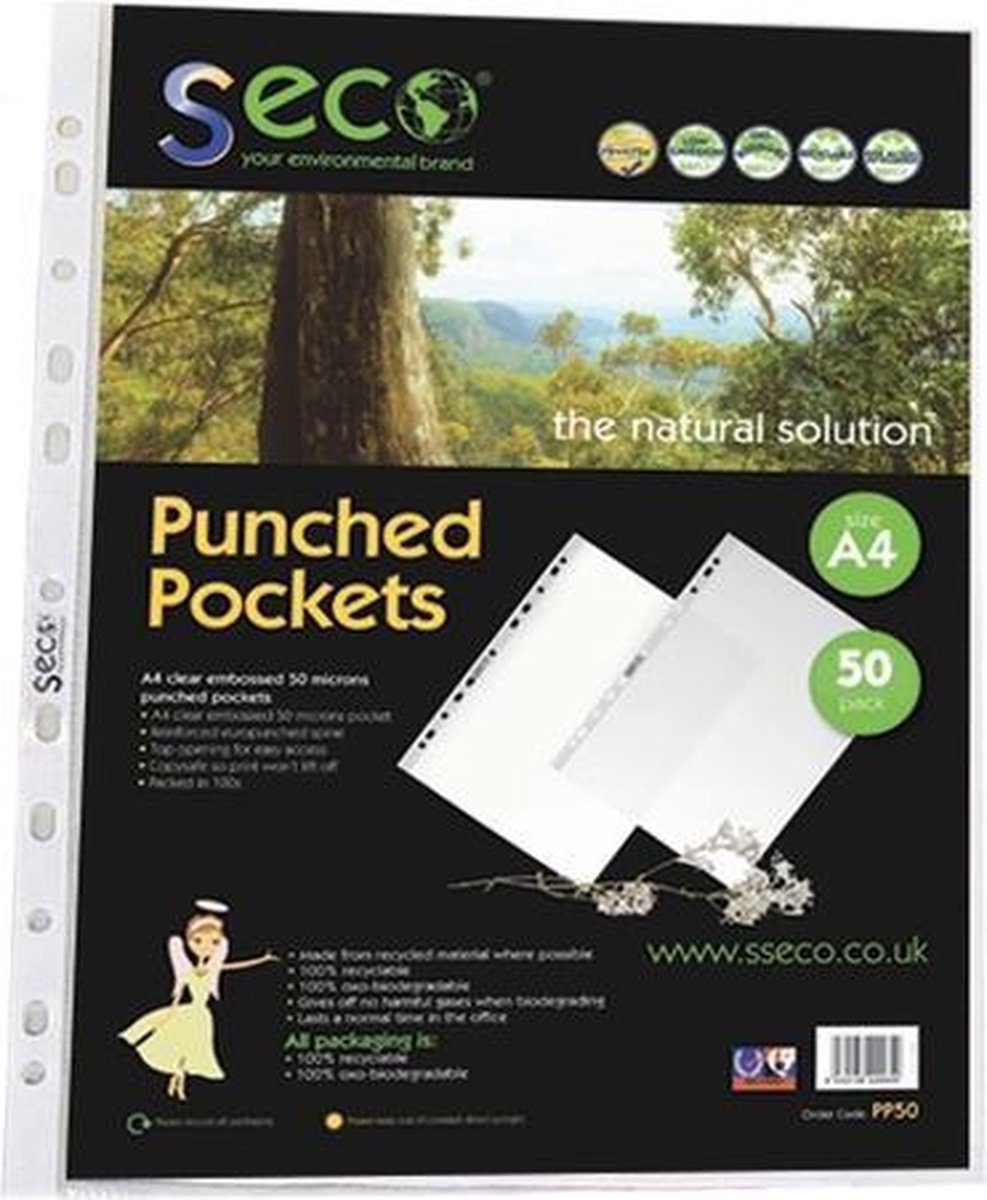 Seco insteekmap - a4 - 11-gaats - pp 50 micron - transparant - 100 stuks - milieuvriendelijk - se-pp50