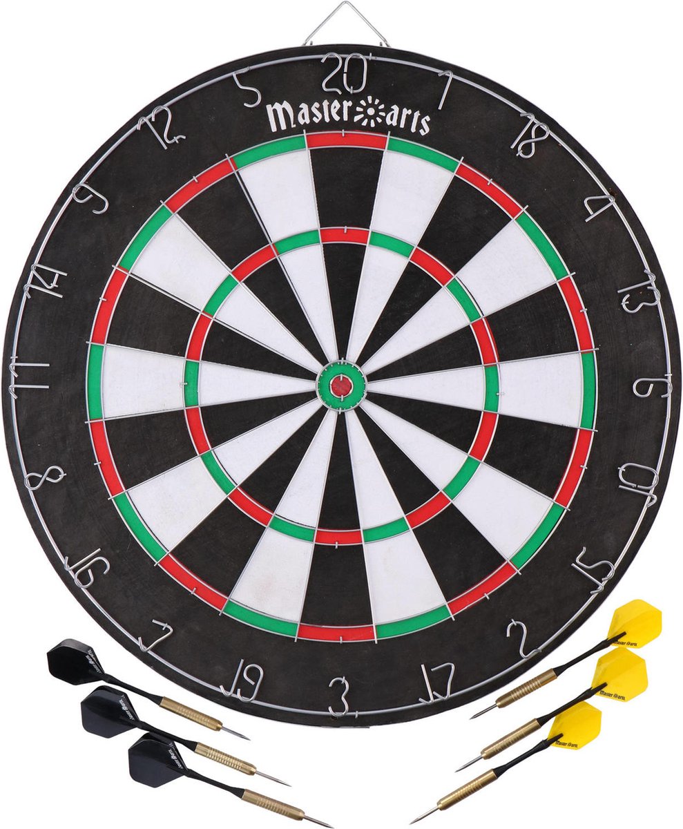 Masterdarts dartbord met scorebord 45 cm - inclusief 6 pijlen en marker