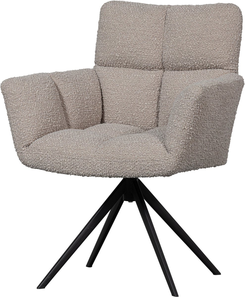 Woood vinny draaistoel met armleuningen - bouclé - zand - 89x70x61