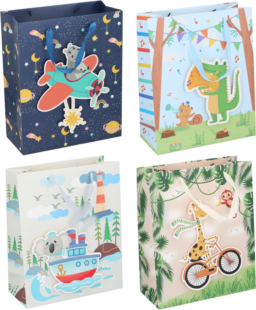 Merkloos sans marque gift bag animal 4as