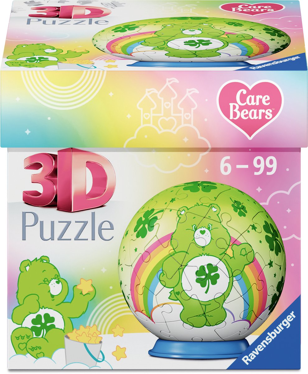 Ravensburger – care bears: good luck bear – 3d puzzle-ball – 55 stukjes