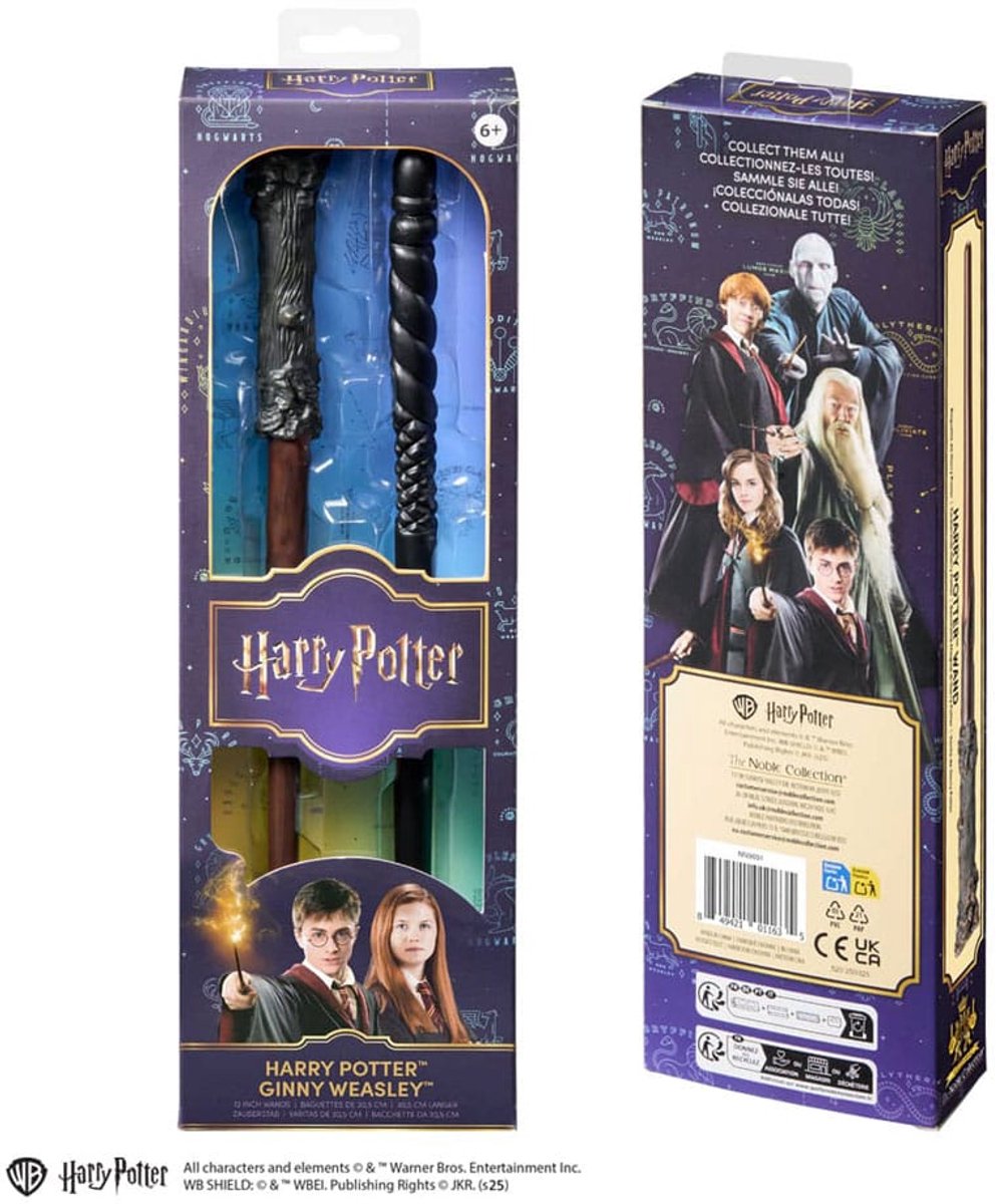Noble collection harry potter twin-pack role play toverstaf toverstoks harry potter ginny weasley ginny wemel 30 cm replica: down-scaled