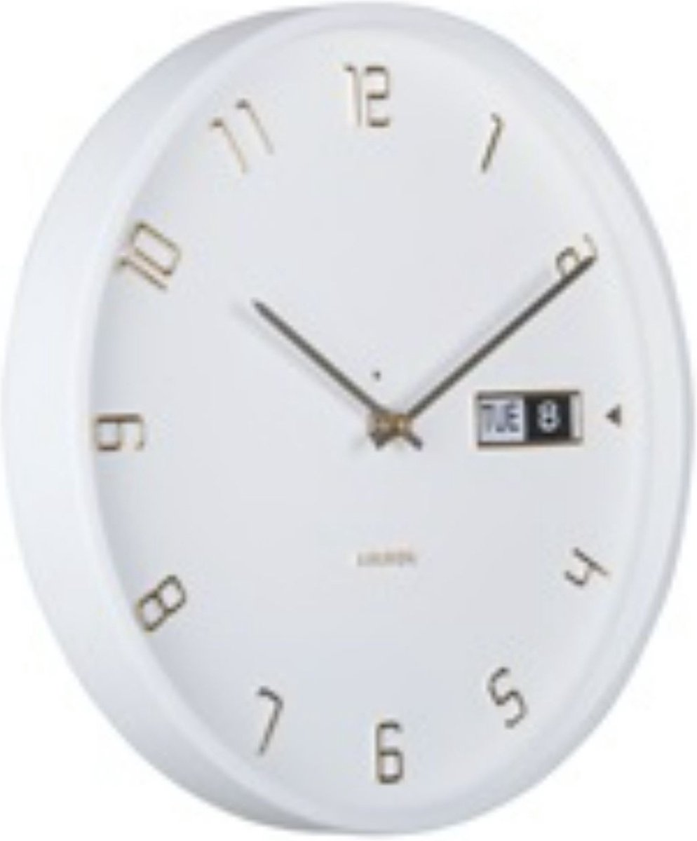 Karlsson wandklok data flip - wit - ø30cm - wandklok modern