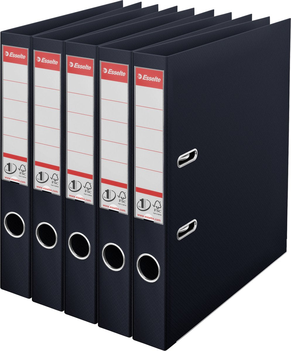 Esselte nr.1 vivida ordner - rugbreedte van 50mm - voordeelverpakking (5 stuks) - zwart