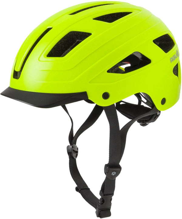 Agu cit-e - fietshelm - e-bike helm - 59-61cm - led-achterlicht - met klep - 13 ventilatieopeningen - gerecycled materiaal - geel - unisex - l xl