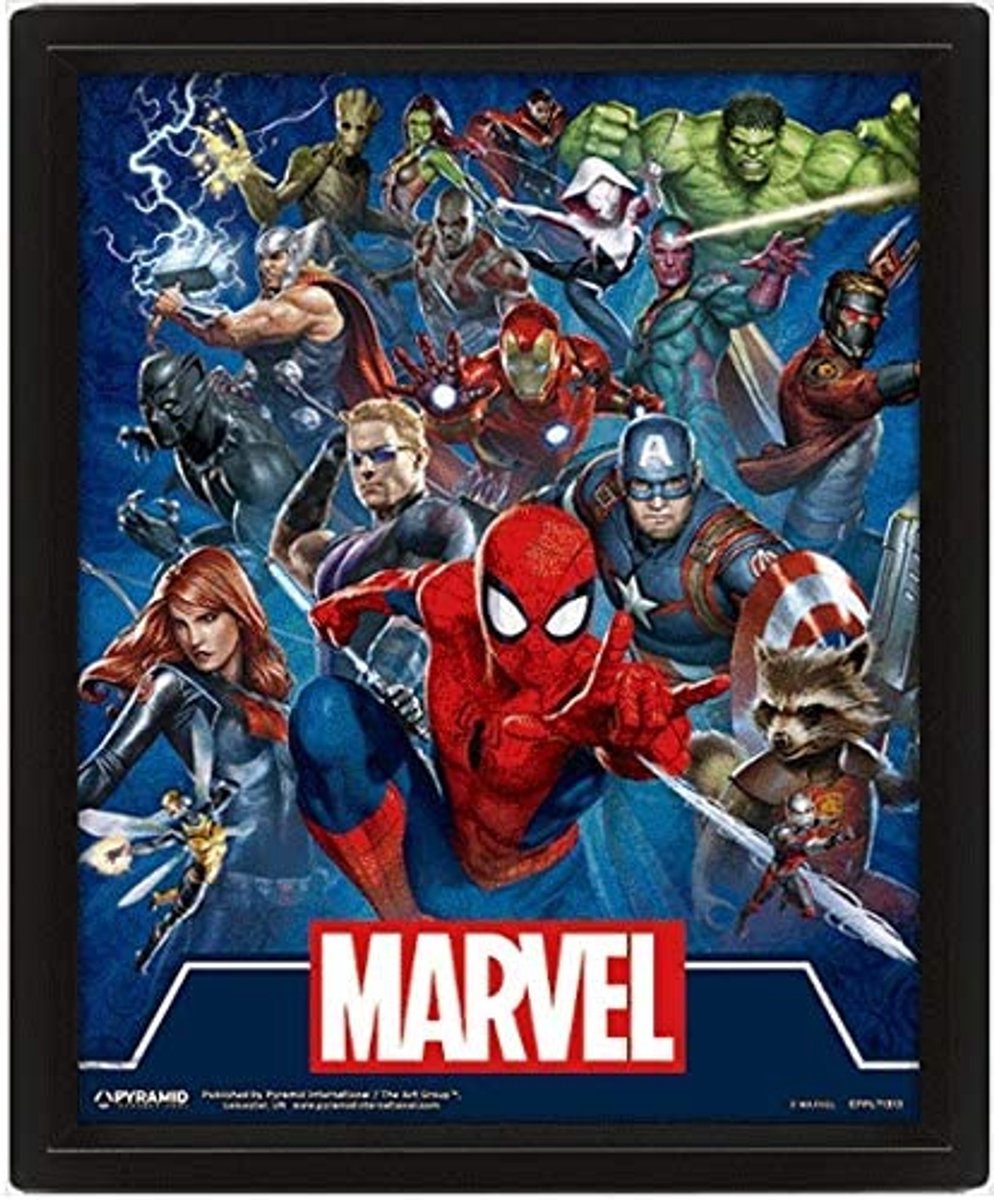 Pyramid international marvel (cinematic icons) 3d print - framed