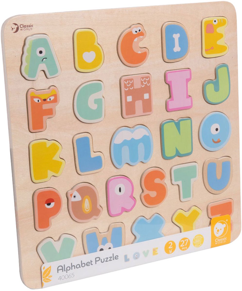 Klassieke wereld houten alfabetpuzzel, 27e.