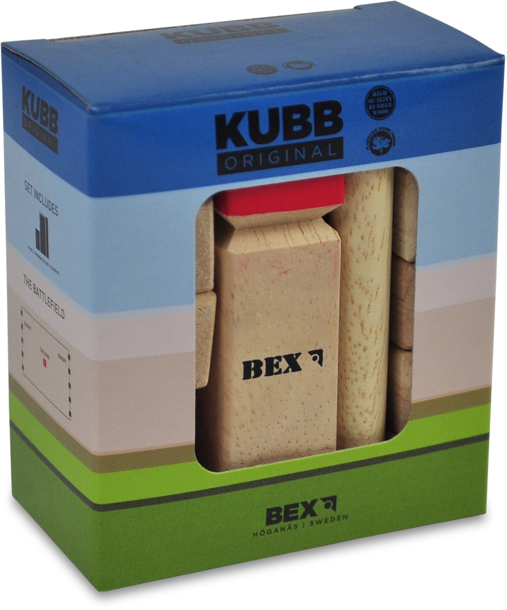 Mini Kubb Origineel rubberhout in kleurendoos