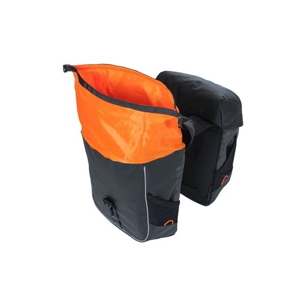 Basil Miles Tarpaulin - Dubbele fietstas, waterdicht, 34L, zwart oranje