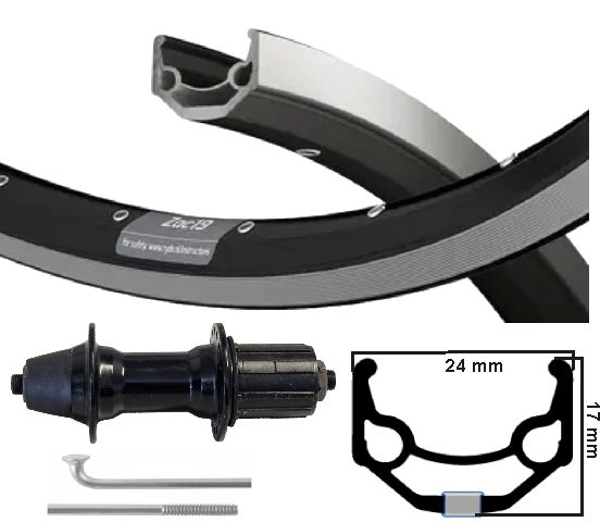 Kgs achterwiel 28 inch (622) zac19 zw zilver cassette 7 versnellingen uitval