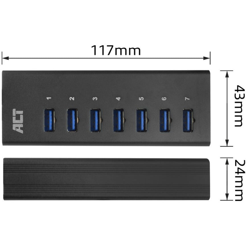 ACT Connectivity Connectivity USB Hub 7 Poorten met stroomadapter