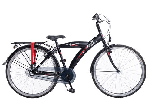 Aldo 26 inch roadstar fiets 3v mat zwart rode streep
