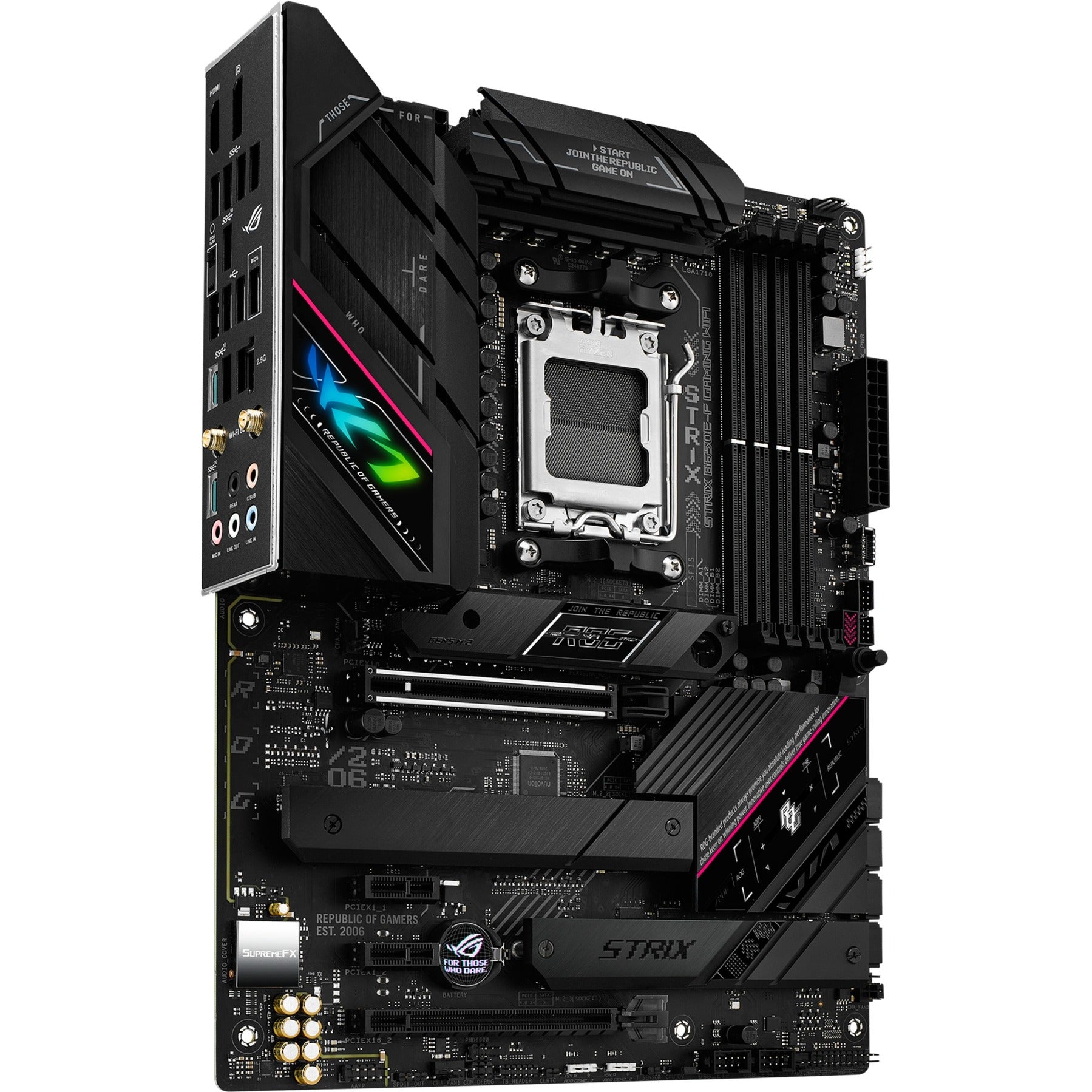Asus rog strix b650e-f gaming wifi socket am5 moederbord (zwart, raid, 2.5 gb-lan, wi-fi 6e, bt 5.2, sound, atx)