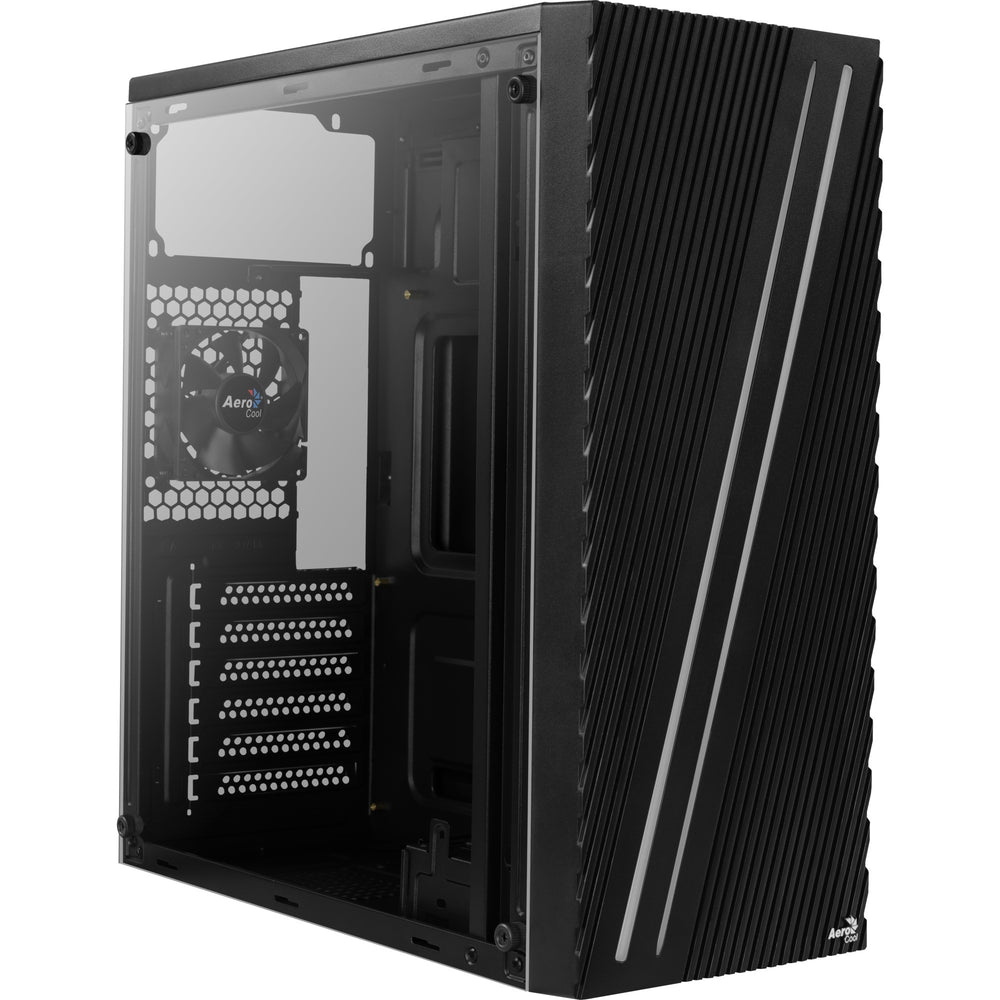 Aerocool streak midi tower behuizing (zwart | 3x usb-a | rgb | window)