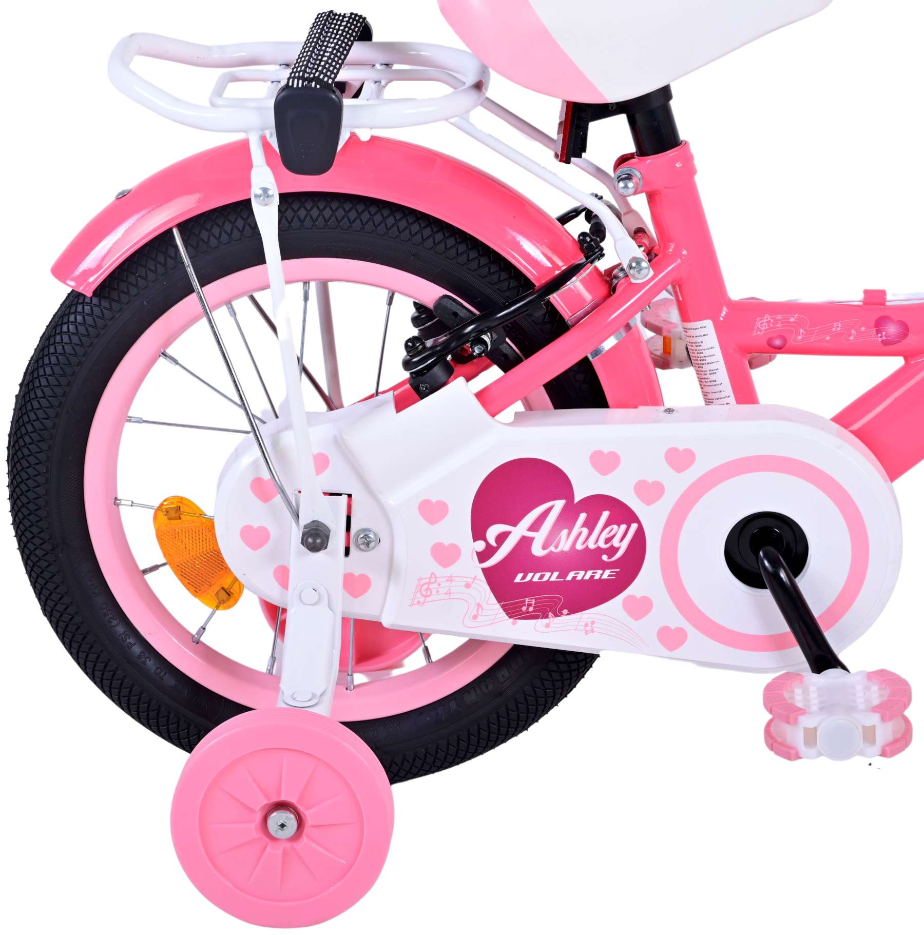 Volare Ashley Kinderfiets - Meisjes - 14 inch - Roze Rood - Twee Handremmen