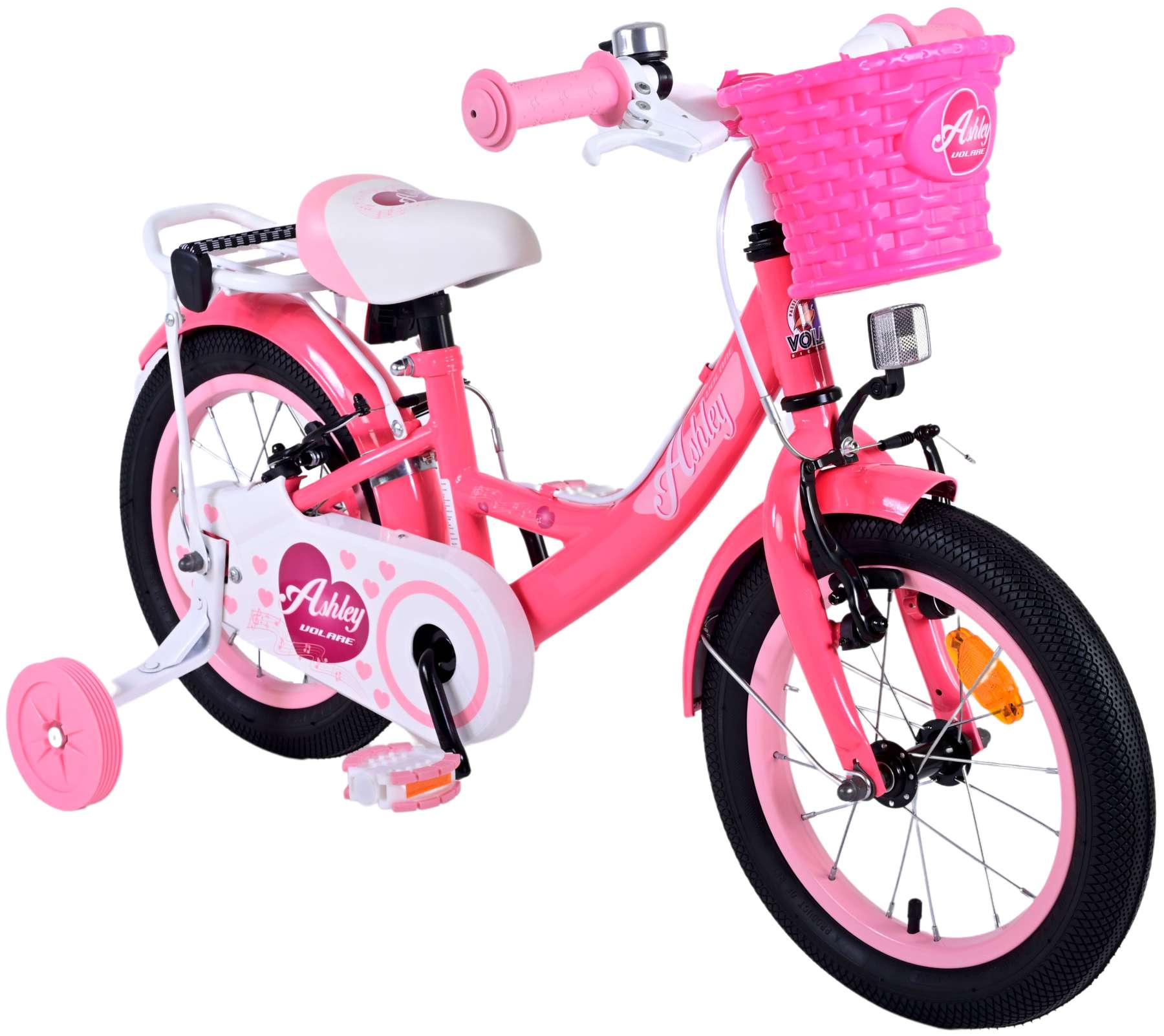 Volare Ashley Kinderfiets - Meisjes - 14 inch - Roze Rood - Twee Handremmen