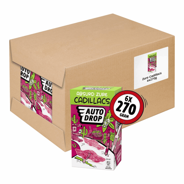 Autodrop - snoep - absurd zure cadillacs - 6 doosjes - 270 gram