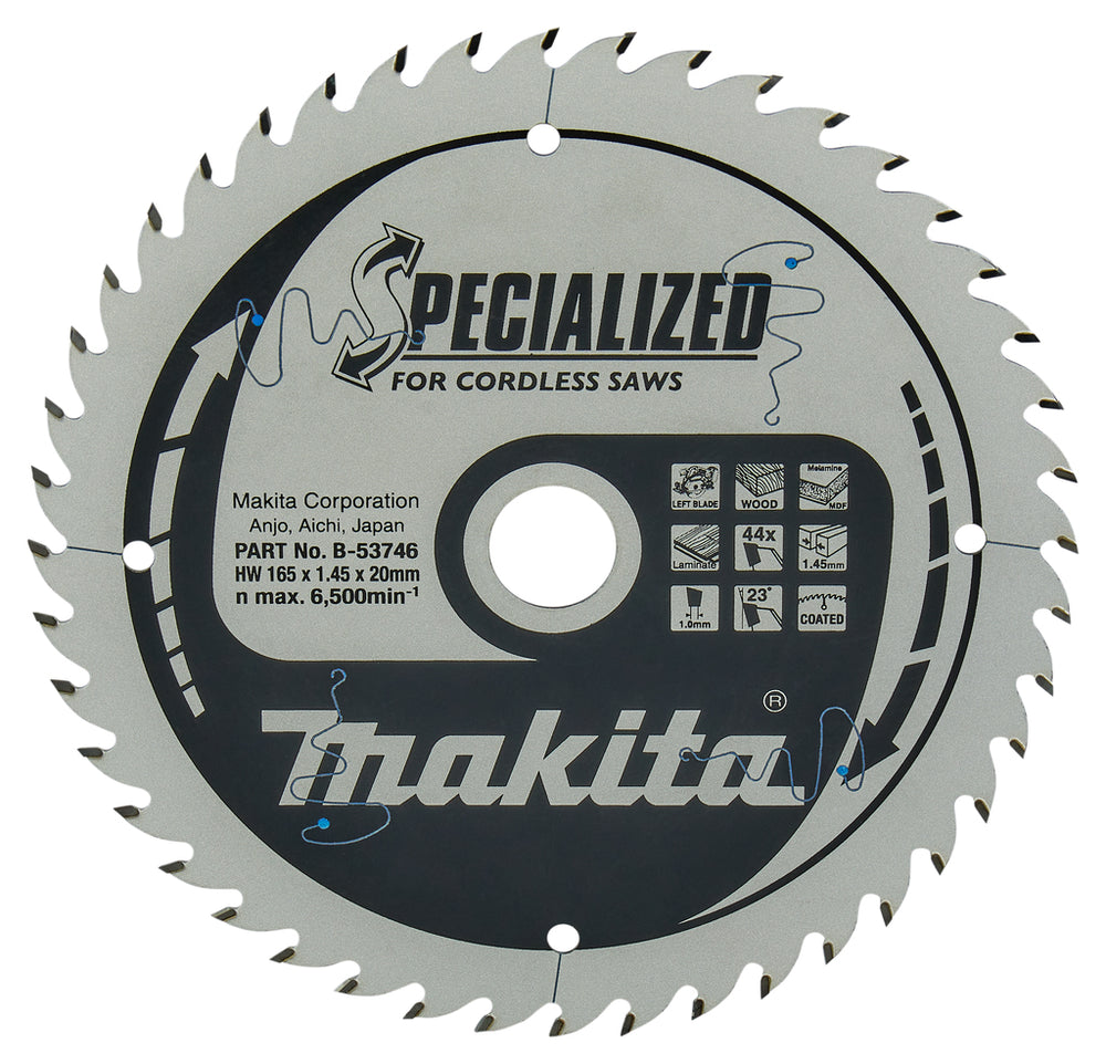 Makita accessoires cirkelzaagblad | gemelamineerd| 165x20x1,45 44t 23g - b-53746