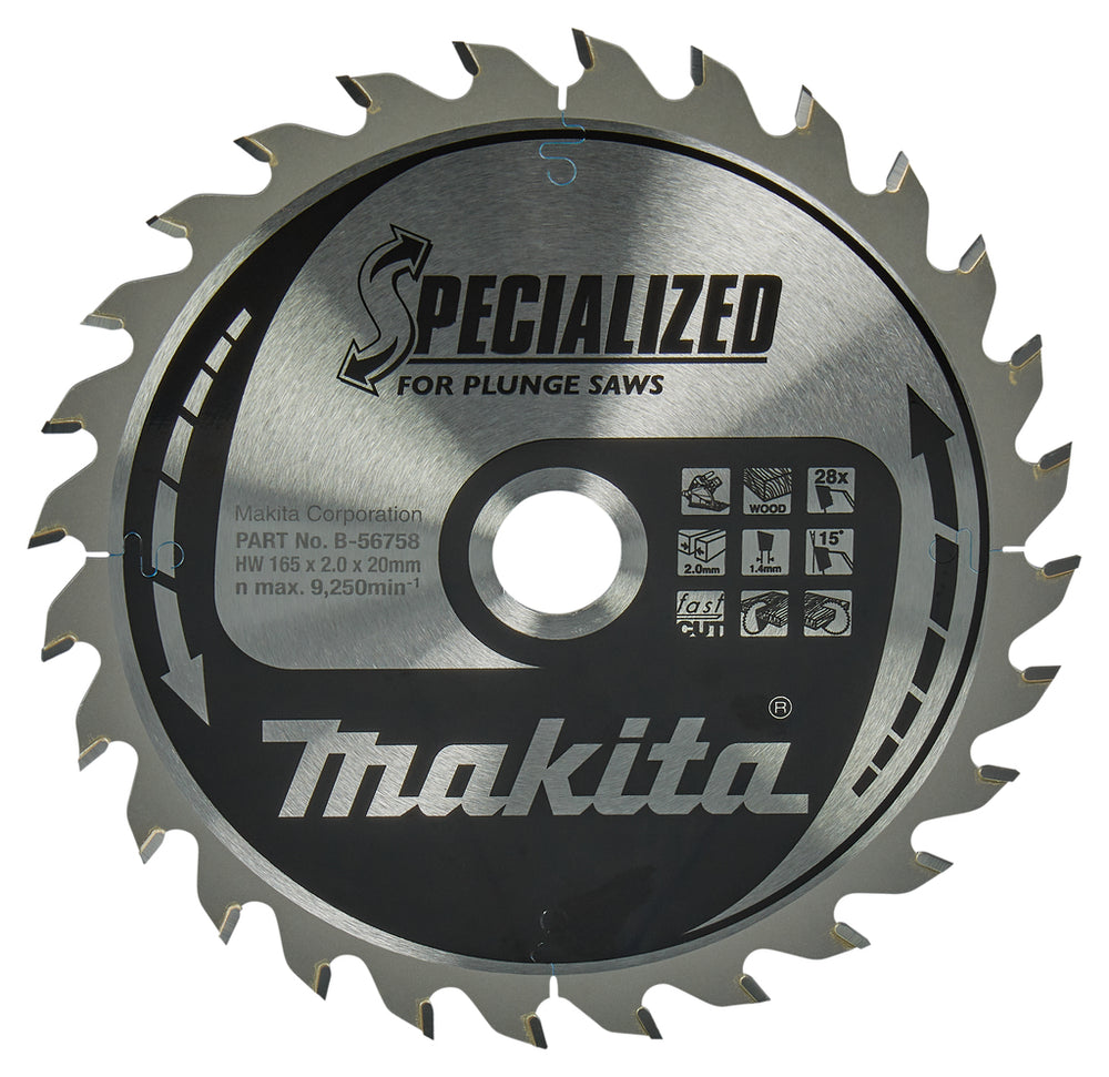 Makita accessoires invalcirkelzaagblad | hout | 165x20x2 28t - b-56758