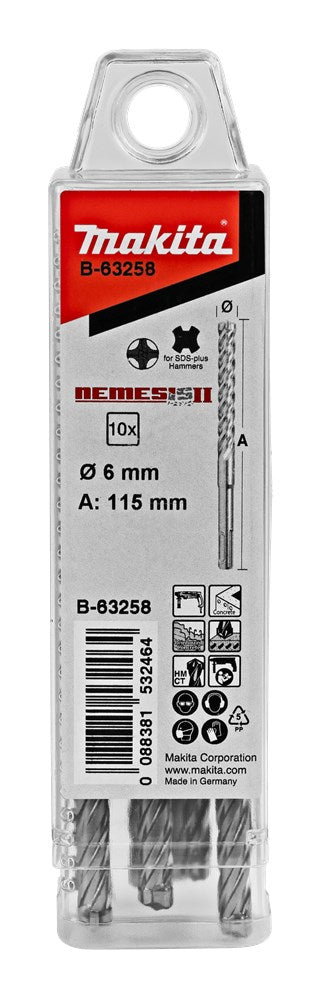 Makita accessoires p4s:sds-plus boor 5x165mm 10st - b-63220