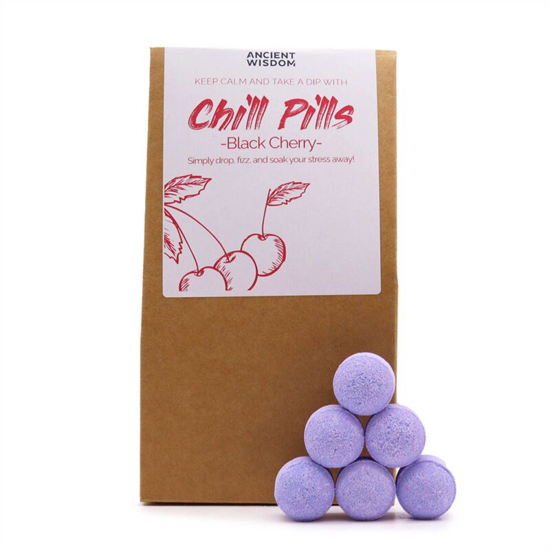 Zwarte kers badbruisballen fizz chill pil geschenkdoos