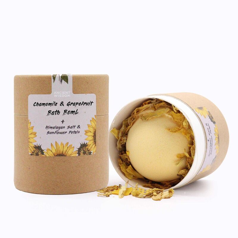 Kamille grapefruit Himalaya-zout plantaardige bruisballen cadeauset
