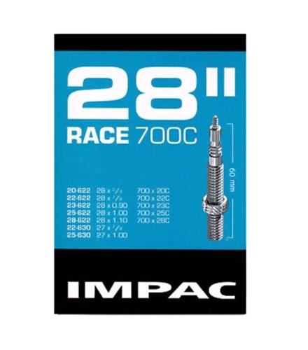 Chambre à air Impac (par Schwalbe) SV28 Race, 28x1 ETRTO 20 28-622 630, Valve : French 60mm