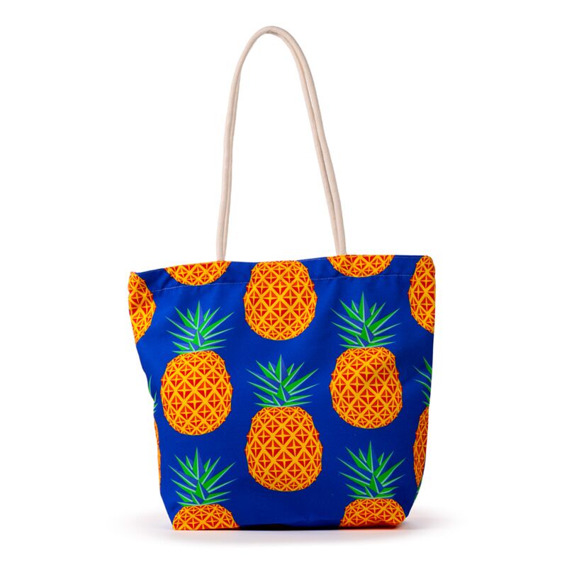 Ananas print canvas strandtas