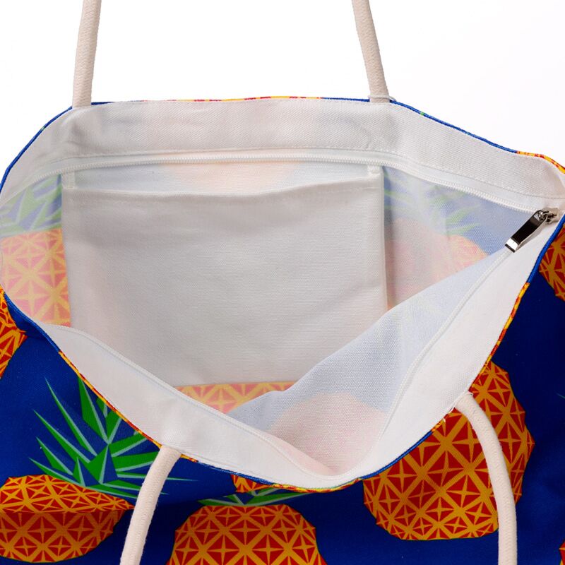 Ananas print canvas strandtas
