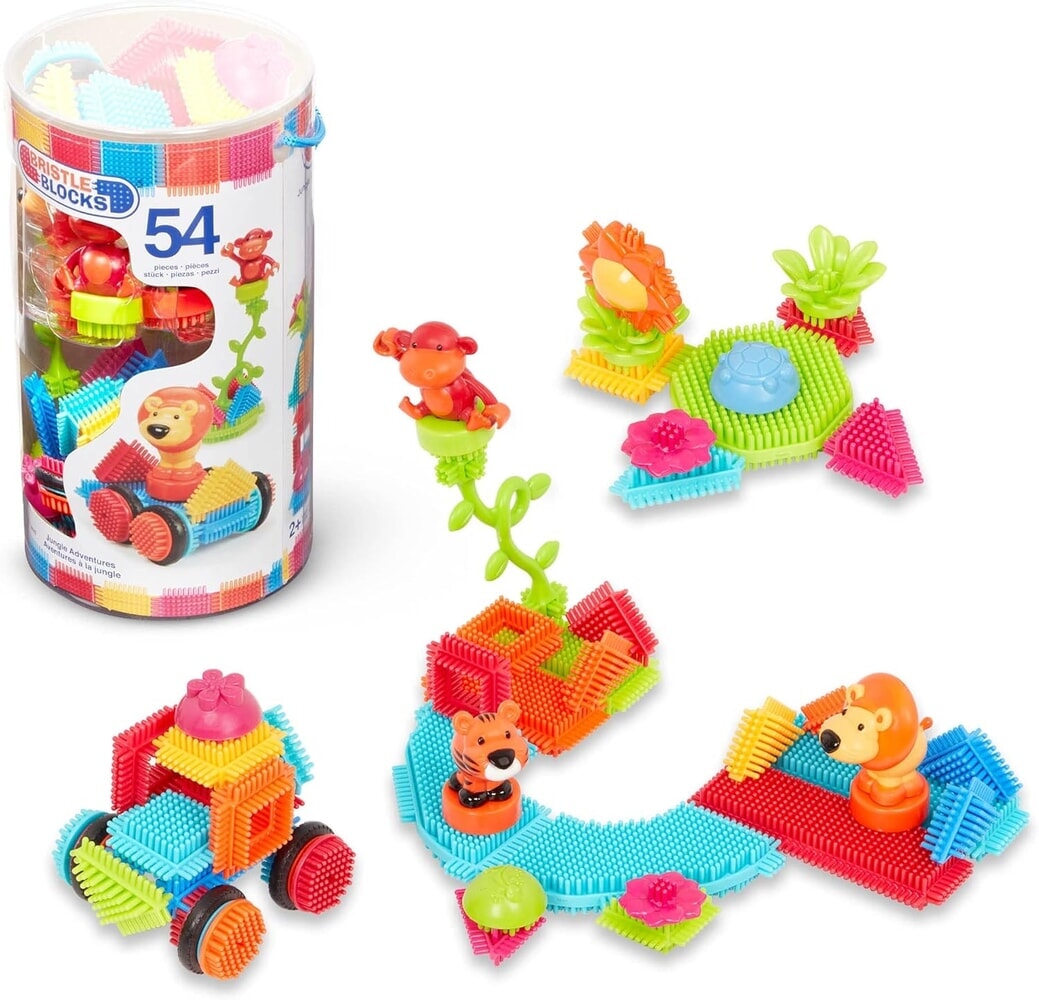 Borstelblokken jungle emmer met 54 stuks