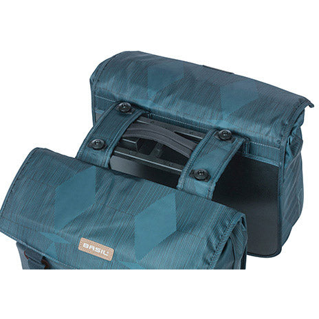 Basil dubbele fietstas elegantie mik 40-49 liter - estate blauw