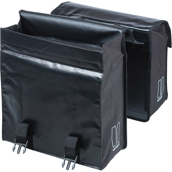 Basil urban load dubbele fietstas mik, 48-53l, zwart - regenbestendig - reflectiedetails