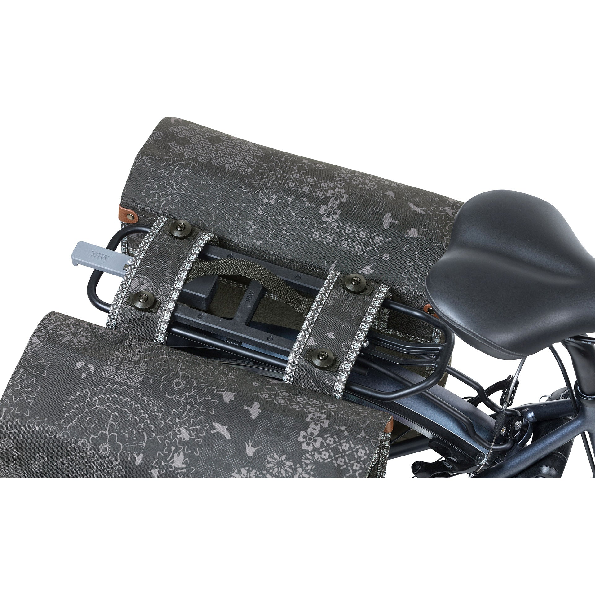 Basil dubbele fietstas bohème mik 35 liter - zwart houtskool