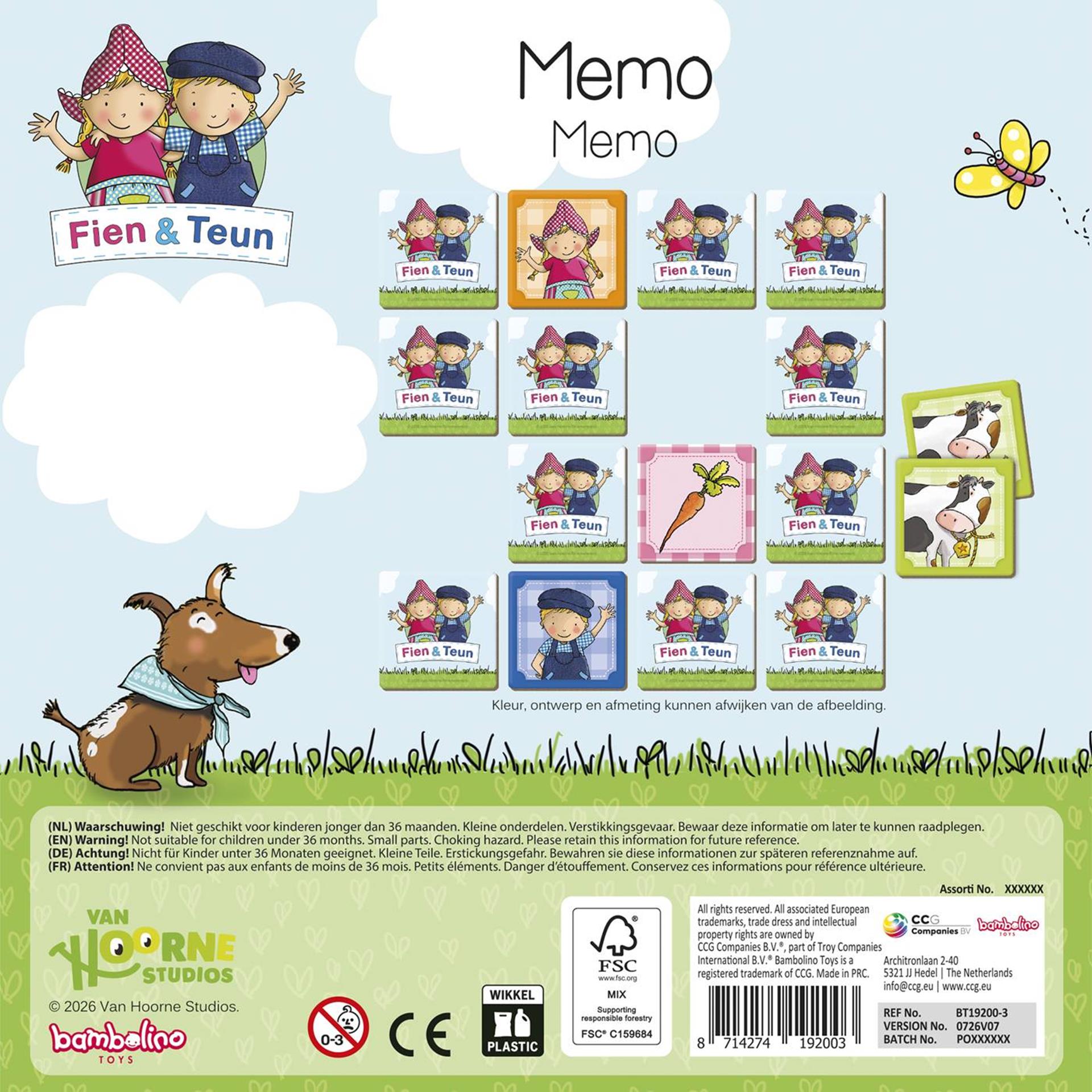 Fien & Teun memo game - memory game educational toys - farm - bambolino toys - from 3 years