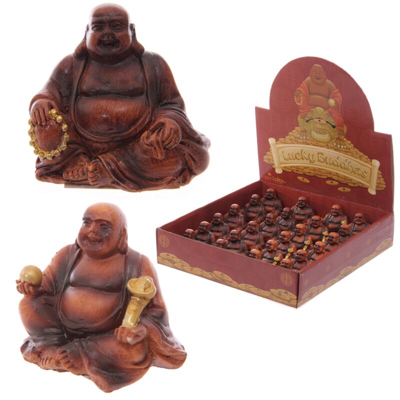 Mini houteffect chinese lachende boeddha
