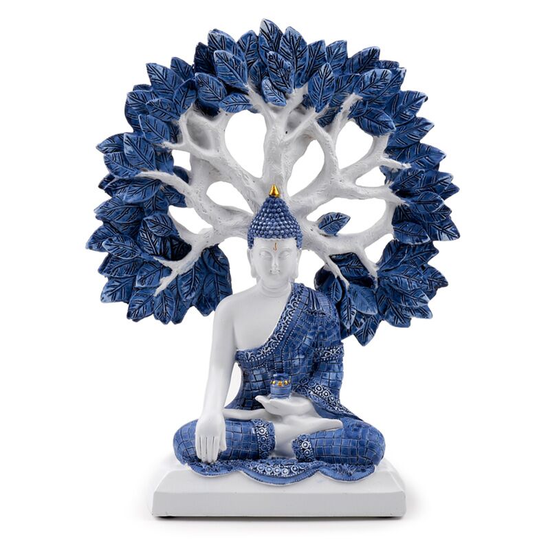 Wit blauw thaise boeddha levensboom