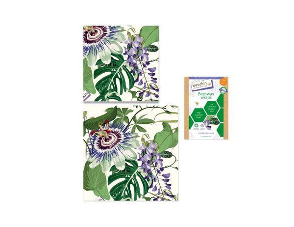 Beeskin beeswax wraps set - medium and large - passion flower