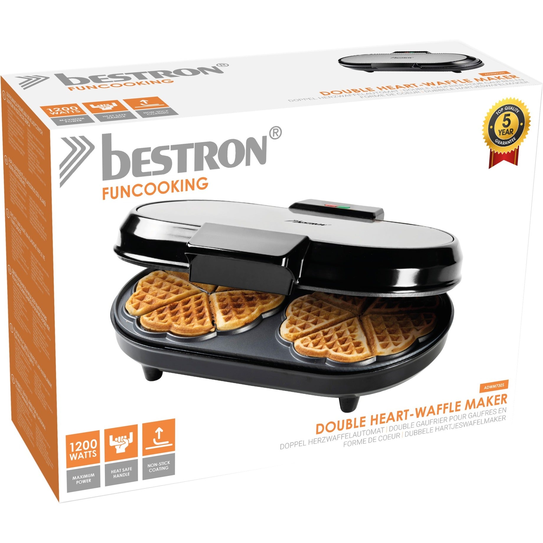 Bestron ADWM730S Dubbele wafelmaker voor klassieke hartvor